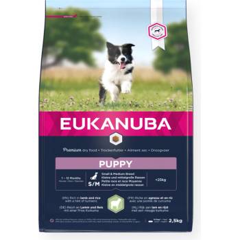 EUKANUBA PUPPY SMALL AND MEDIUM BREED Lamb & Rice - с агнешко, за подрастващи кучета от малки и средни породи 2.5 kg