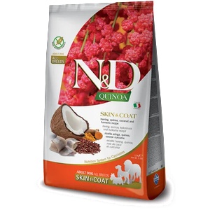 Farmina N&D DOG GRAIN FREE Quinoa Skin & Coat with Herring, Adult Medium & Maxi dogs - суха храна без зърнени култури за здрава кожа и козина, за кучета над 1 година от средни и едри породи, с херинга, киноа,