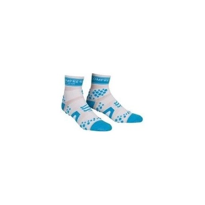 Compressport Pro Racing RUN SOCKS V2 high bílé s modrými výstupky