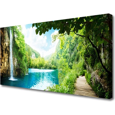 Obraz na plátně Vodopád Jezero Příroda 100x50 cm
