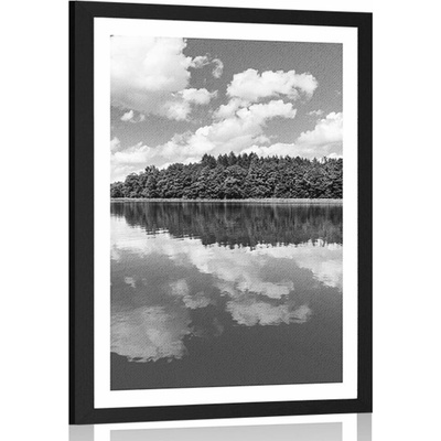 Plakát s paspartou příroda v letním období v černobílém provedení - 40x60 no frame