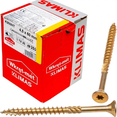 Konstrukční vrut 4,5x60 TX 20 zápustná hlava zinek žlutý (250 ks/bal) TORX