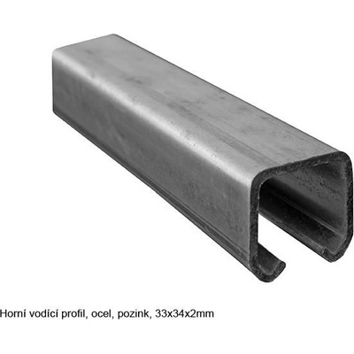 Pojezdová sada pro zavěšená vrata 60 a 90 kg, profil 33x34 mm Varianta: Horní vodící profil, ocel, pozink, 33x34x2mm, délka 3m