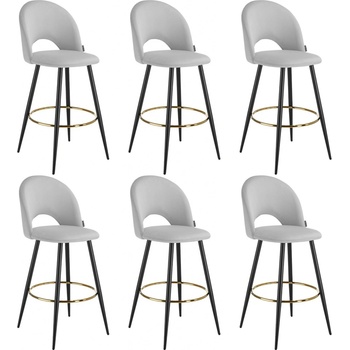 Tectake 405875 sachel samet světle šedá / černá 6 ks