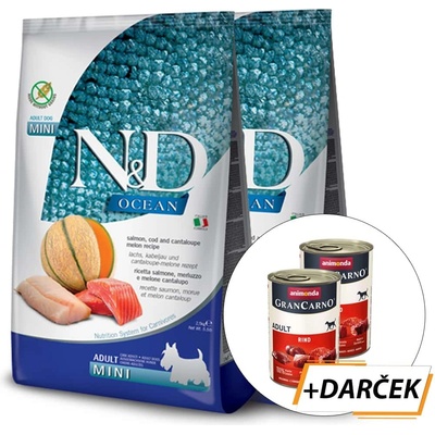 N&D Ocean Adult mini salmon cod & cantaloupe melon 2 x 7 kg