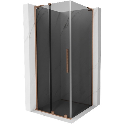 Mexen Velar L плъзгаща се душ кабина 90 x 90 см, графит, четкана мед - 871-090-090-43-65 (871-090-090-43-65)