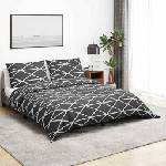 vidaXL Комплект плик за завивка, тъмносив и бял, 135x200 см, памук (136053)