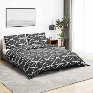 vidaXL Комплект плик за завивка, тъмносив и бял, 135x200 см, памук (136053)