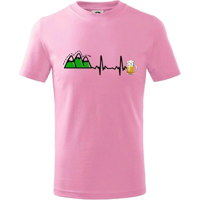 EKG z hôr na pivo tričko detské ružová