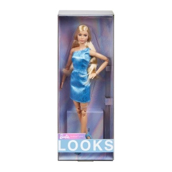 Mattel Barbie Looks blondýnka v modrých šatech