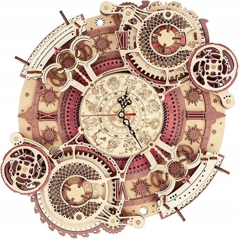 Robotime Rokr 3D dřevěné puzzle Nástěnné hodiny Zodiac 168 ks