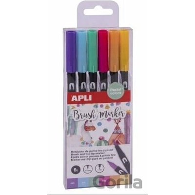 Apli Brush Duo sada fixů - pastelové barvy 6 ks - OFFICE LINE