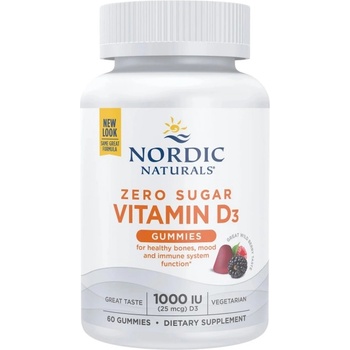 Nordic Naturals Vitamin D3 Zero Sugar 1000 IU [60 желирани бонбони] Горски плодове