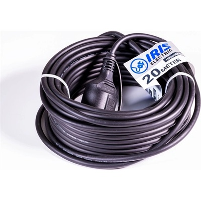 Iris Electric IEEC-20M-16A/250V Външен удължител 20 m 16A/250V, H05RR-F, IP44, черен (IEEC-20M-16A/250V)
