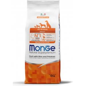 Monge Natural Superpremium All breeds Adult Monoprotein Duck with Rice and Potatoes - пълноценна суха храна за кучета в зряла възраст от всички породи с патешко, ориз и картофи - 12 кг, Италия - 1136