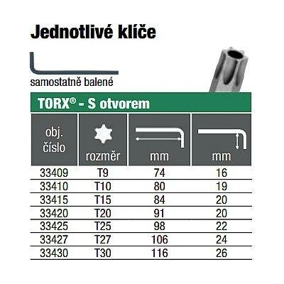 BONDHUS LT-klíč T30 torx s vývrtem 33430