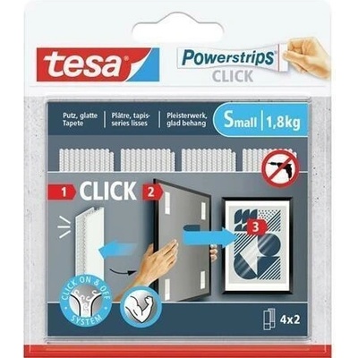 Samolepicí proužky "Powerstrips CLICK", se suchým zipem, velikost S, TESA 77720-00003-00