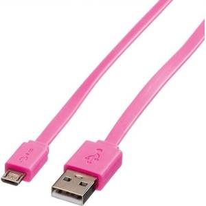 Roline Кабел Roline 11.02. 8762, USB A(м) към USB Micro B(м), 1m, розов (11.02.8762)