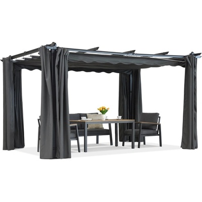 Garden Point na terasu Barbados 3x3 m s antracitovými závěsy Pergola