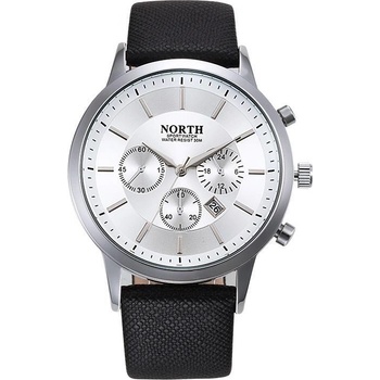NORTH Мъжки часовник north, Естествена кожа, Черен/Бял (north-6009-black-white)