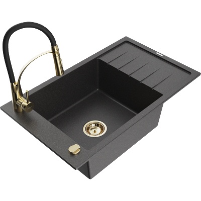 Mexen Elias гранитна кухненска мивка с 1 отделение с отцедник и кухненски (6511-76-73450-57-G)