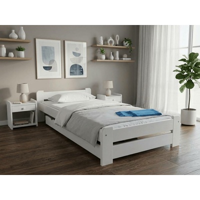Textilomanie Postel Emily 80 x 200 cm, bílá Rošt: Bez roštu, Matrace: Matrace Deluxe 10 cm
