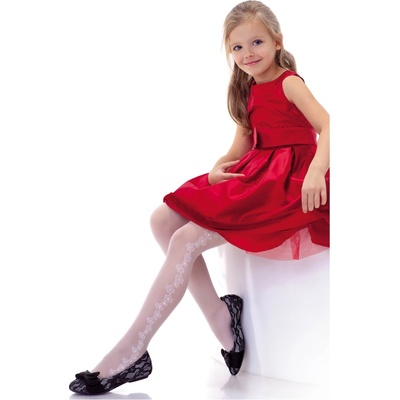 Knittex Dětské vzorované punčochy Jasmina 20 den bílá
