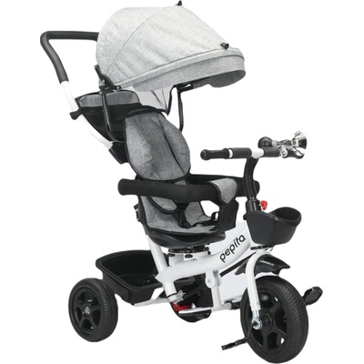 Pepita Триколка Pepita с 360° ротация, звуков сигнал, дръжка за бутане и кош - сива (LD-W-0610-grey)