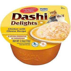 Inaba Foods DASHI допълнителна храна за котки - бульон с вкус на пилешко и сирене 70 г