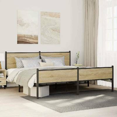 zahrada-XL 3301403 Kovový rám postele bez matrace dub sonoma