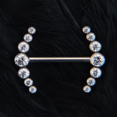 CryptoEshop Titanový piercing do bradavky s čirými zirkony Moon 14 mm 1,6 mm W34-14