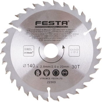 Festa Pilový kotouč s SK plátkem, 140 x 20 mm, 30 zubů, TCT 22303