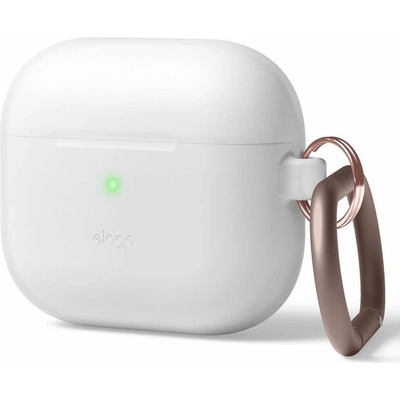 elago Защитен калъф Elago AirPods 3 Silicone Hang Case, за Apple Airpods 3, силиконов, с карабинер, бял фосфор (EAP3HG-HANG-LUBL / 53976)