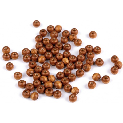 Stoklasa Dřevěné korálky Ø5-6 mm Balení: 10 g, Varianta: 2 hnědá světlá 2 hnědá světlá