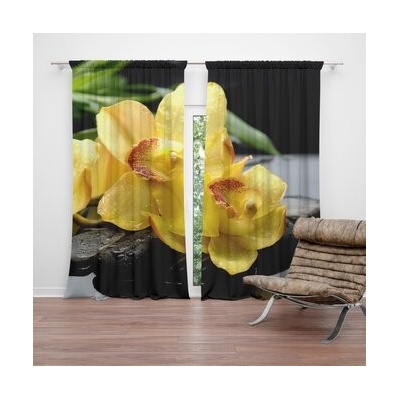 Sablio Závěsy Žluté orchideje: 2 ks - 140x250 cm - Sablio
