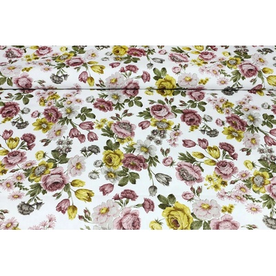 MADE IN ITALY Dekorační látka Bavlna Vintage květiny, š. 140 cm Vícebarevná Šířka 140 cm