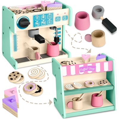 Ricokids 785100 Drevená kaviareň a cukráreň s kávovarom, mätová