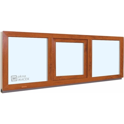 KNIPPING Plastové okno - 70 AD, 2100x600 mm, FIX/S/FIX, zlatý dub Sklo: čiré, Barva, imitace: zlatý dub/bílá (jednostranně)