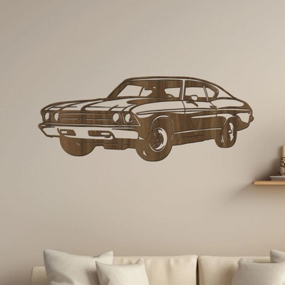 dřevo života Dřevěný obraz Chevrolet Chevelle SS F235 Rozměry (cm): 80x32, Zvolte barvu dekoru: Ořech