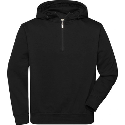 James & Nicholson mikina JN 839 z bio bavlny kapuce poloviční zip COT-02083900201 černá