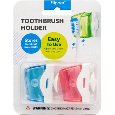 Flipper Basic antibakteriální krytky na zubní kartáček růžová a modrá 2 ks