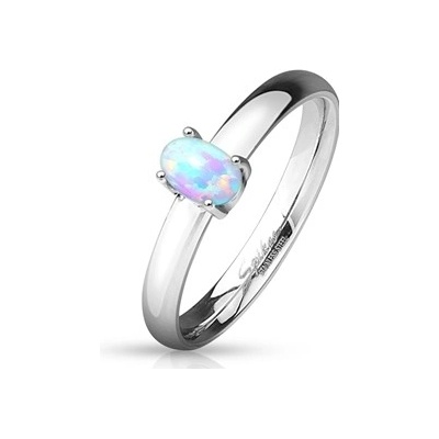 Šperky4U ocelový prsten s oválným opálem OPR1649
