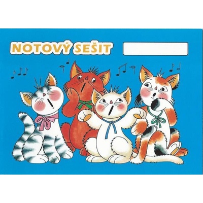 Notový sešit (obrázek: kočičky,16str.) širší linky