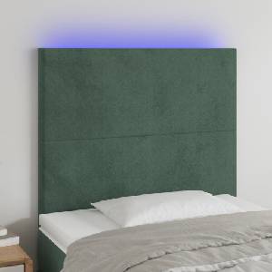 vidaXL LED горна табла за легло, тъмнозелена, 100x5x118/128 см, кадифе (3122189)