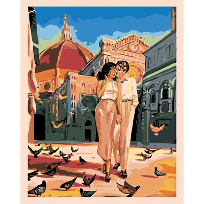 zuty Malování podle čísel Zamilovaný pár s holuby 80 x 100 cm vypnuté plátno na rám