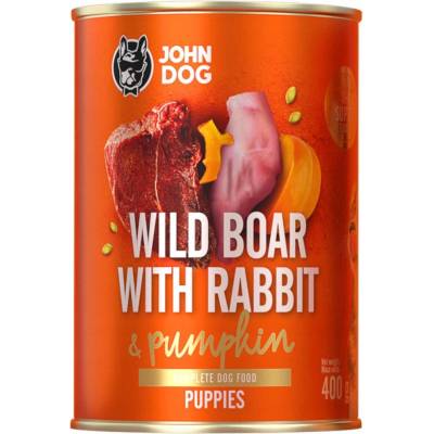 John Dog Puppy s diviakom, králikom a tekvicou pre šteniatka 400 g