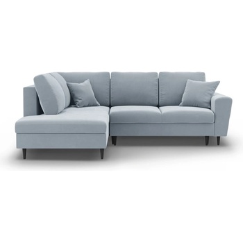 Cosmopolitan Design Светлосин кадифен разтегателен ъглов диван с място за съхранение (ляв ъгъл/L форма) Kyoto - Cosmopolitan Design (COS_LCF_L_2_F1_KYOTO3)