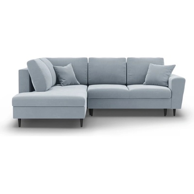 Cosmopolitan Design Светлосин кадифен разтегателен ъглов диван с място за съхранение (ляв ъгъл/L форма) Kyoto - Cosmopolitan Design (COS_LCF_L_2_F1_KYOTO3)