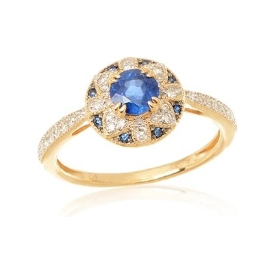 L'Amour Diamonds Zlatý prsten s diamanty a safíry RR58537SAPY