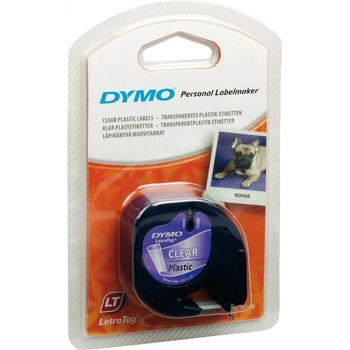 DYMO LetraTag 12267, S0721530, 12mm x 4m, черен печат/прозрачен фон, оригинална лента (S0721530)